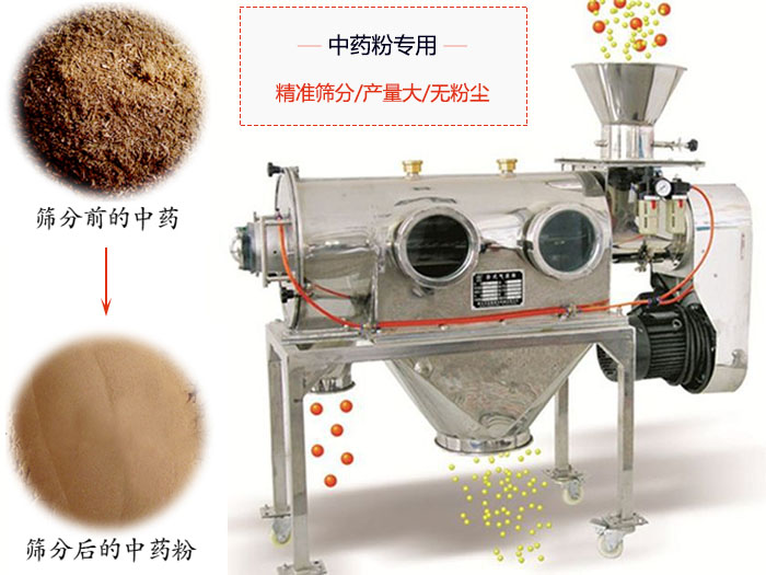 WQS50-130臥式氣流篩：中藥粉專用篩：精度篩分/產(chǎn)量大/無粉塵符合標準。